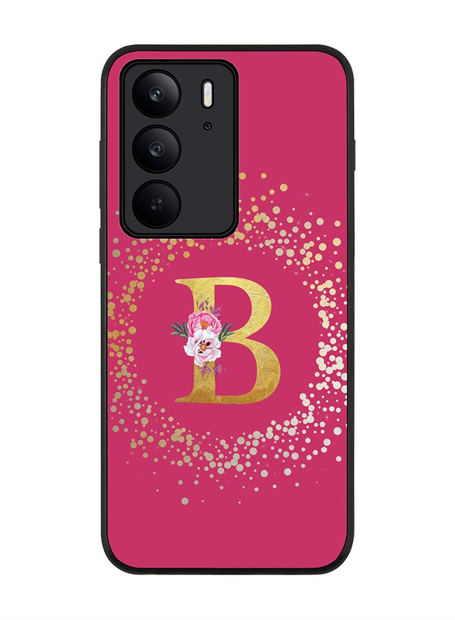 For Realme C75x / C75 4G Case,Slim fit Camera Protection, Shockproof Thin Phone cover  - Custom Monogram Floral - B ( Deep Pink )